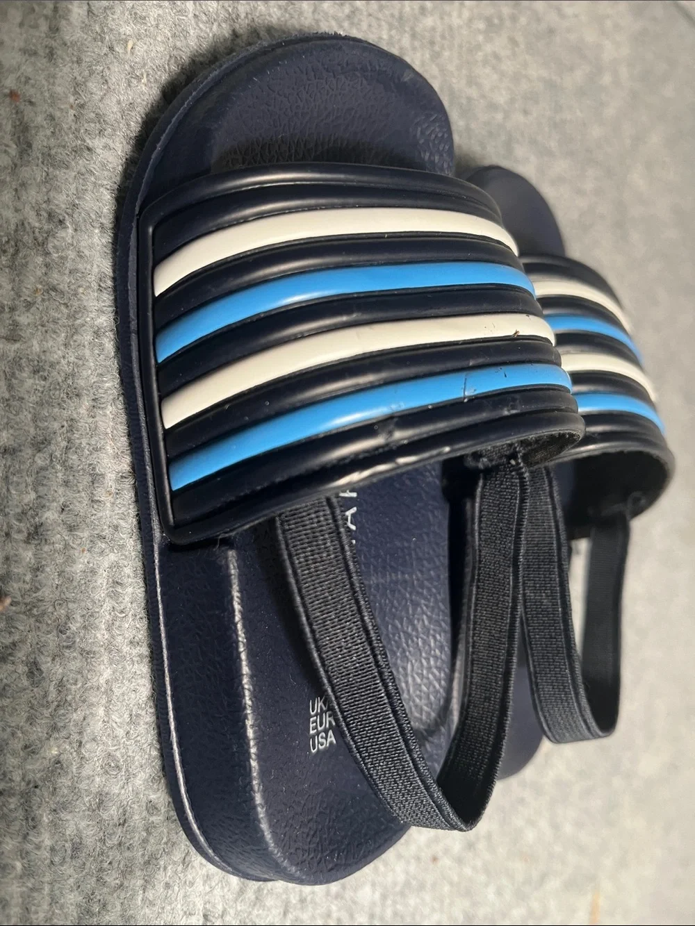 Primark Navy Slide Sandals with Blue & White Stripes